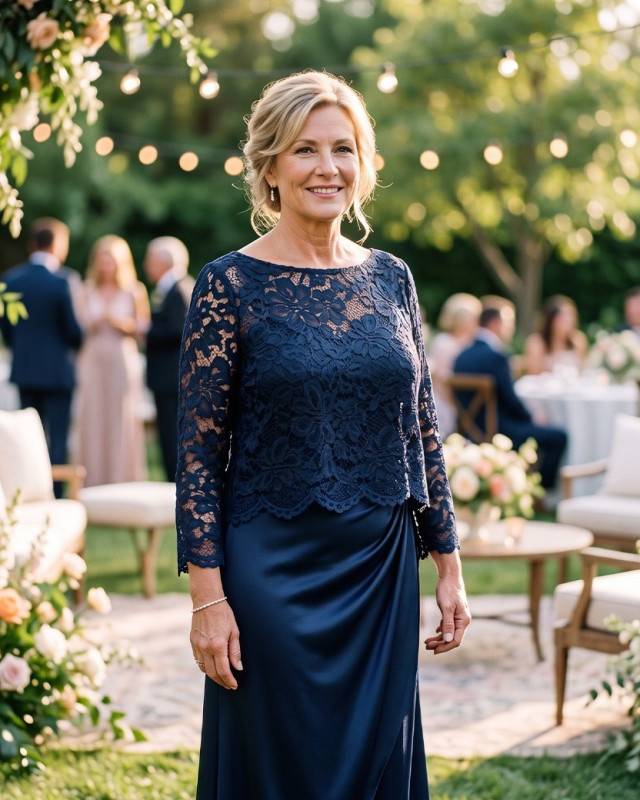 Tissu Dentelle Velours Festonnée Bleu Marine - Mercerine
