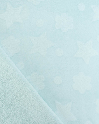 Tissu Polaire Motif Etoile et Nuage Vert d'Eau - Mercerine