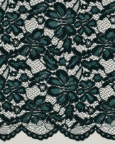 Tissu Dentelle Velours Festonnée Vert Bouteille