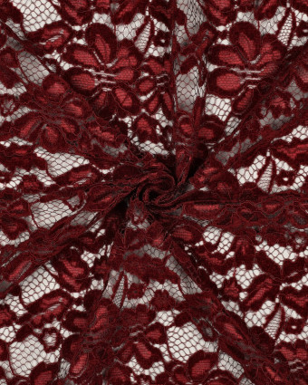 Tissu Dentelle Velours Festonnée Bordeaux - Mercerine