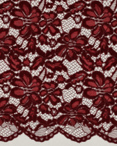 Tissu Dentelle Velours Festonnée Bordeaux