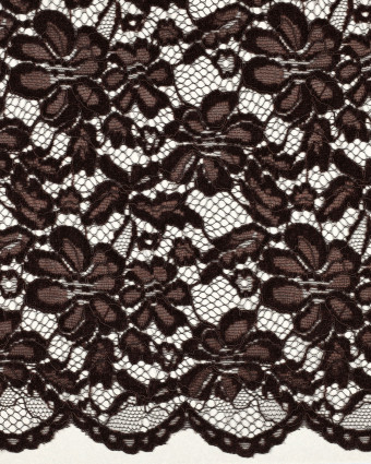 Tissu Dentelle Velours Festonnée Chocolat - Mercerine