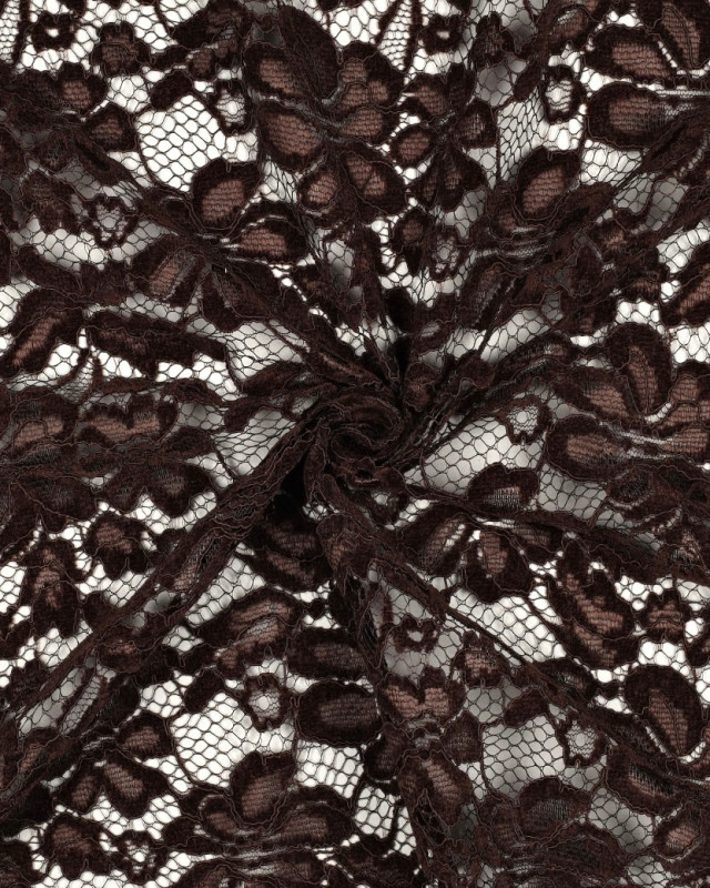 Tissu Dentelle Velours Festonnée Chocolat - Mercerine