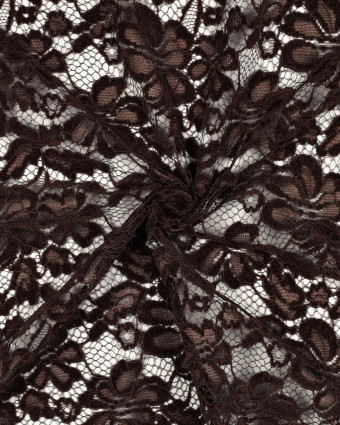 Tissu Dentelle Velours Festonnée Chocolat - Mercerine