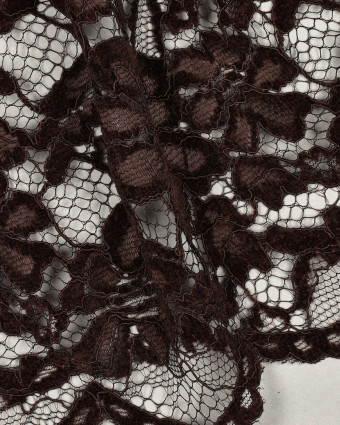 Tissu Dentelle Velours Festonnée Chocolat - Mercerine