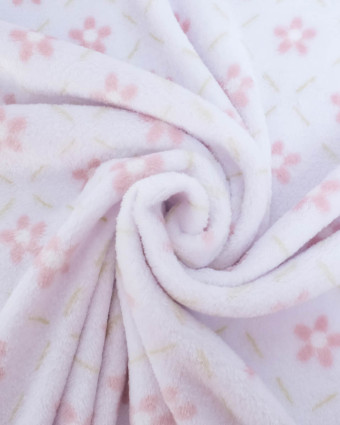Tissu Polaire Motif Fleuri Rose - Mercerine