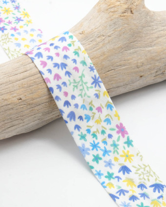 Bais Fleuri - Bleu - 30 mm - Mercerine