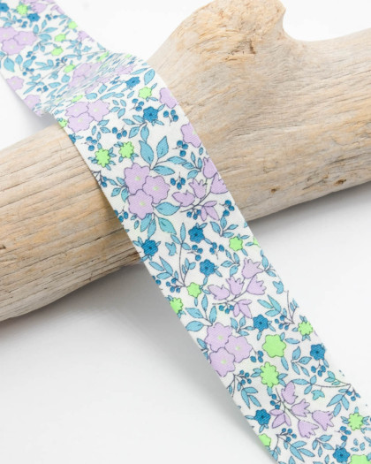 Bais Fleuri - Bleu - 30 mm - Mercerine