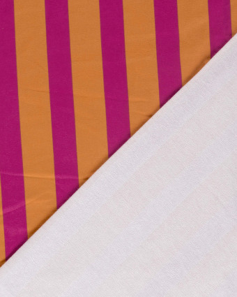 Tissu French Terry Rayures Framboise et Orange - Mercerine