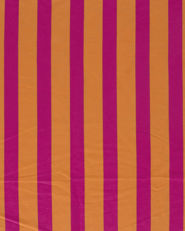 Tissu French Terry Rayures Framboise et Orange - Mercerine