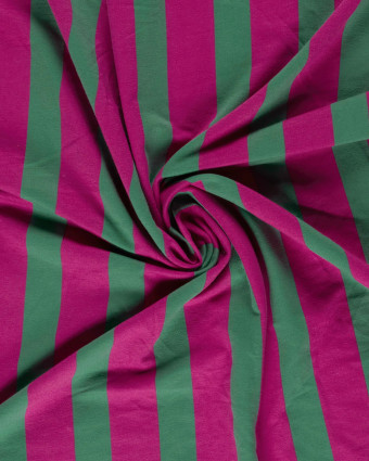 Tissu French Terry Rayures Fuchsia et Vert Menthe - Mercerine