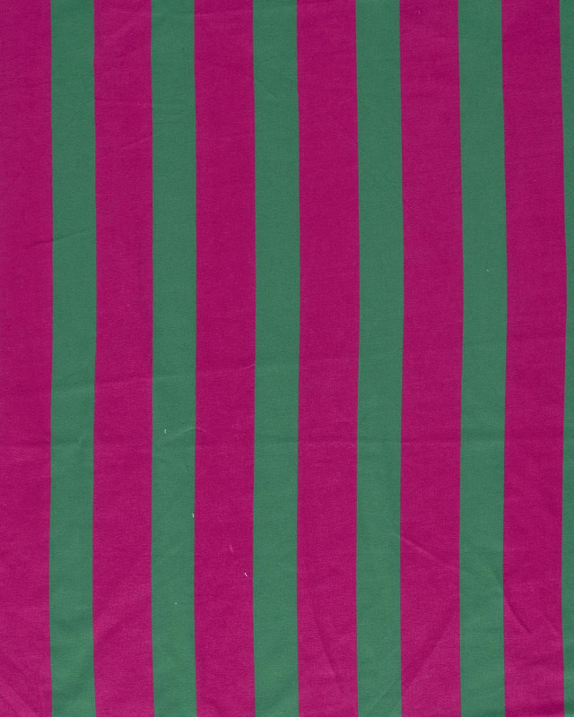 Tissu French Terry Rayures Fuchsia et Vert Menthe - Mercerine