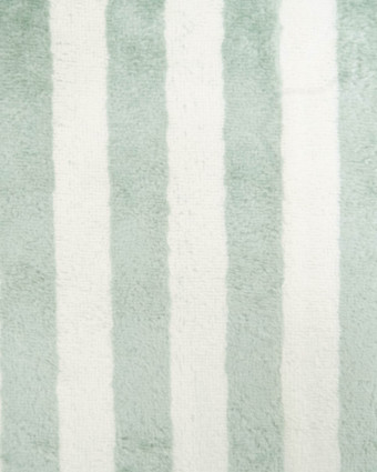 Tissu Eponge Bambou Rayé Vert de Gris et Ecru  - Mercerine