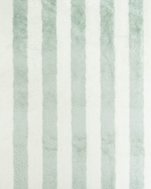 Tissu Eponge Bambou Rayé Vert de Gris et Ecru  - Mercerine