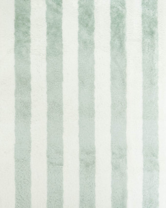 Tissu Eponge Bambou Rayé Vert de Gris et Ecru  - Mercerine