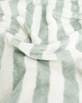 Tissu Eponge Bambou Rayé Vert de Gris et Ecru