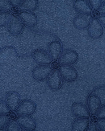 Jean Broderie Tulle Flora Bleu Moyen - Mercerine