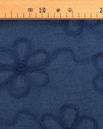 Jean Broderie Tulle Flora Bleu Moyen - Mercerine