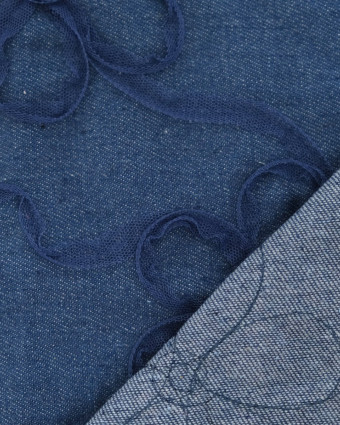 Jean Broderie Tulle Flora Bleu Moyen - Mercerine