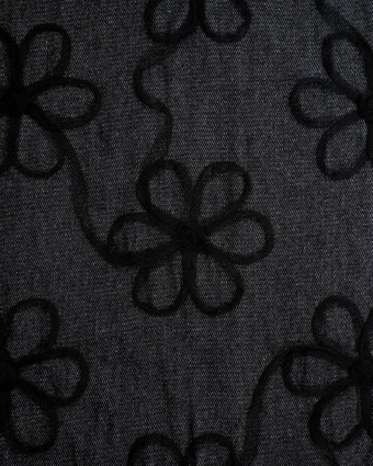 Jean Broderie Tulle Flora Bleu Moyen - Mercerine