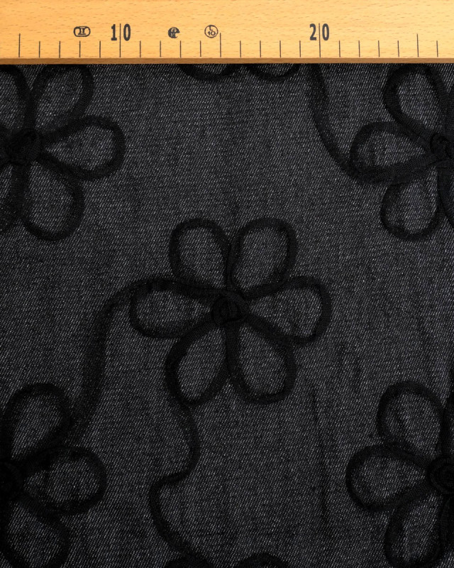 Jean Broderie Tulle Flora Noir - Mercerine