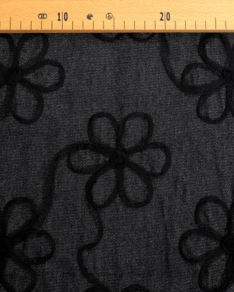 Jean Broderie Tulle Flora Noir - Mercerine