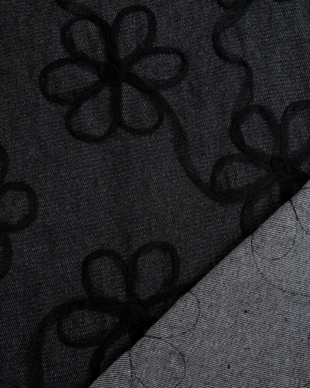 Jean Broderie Tulle Flora Noir - Mercerine