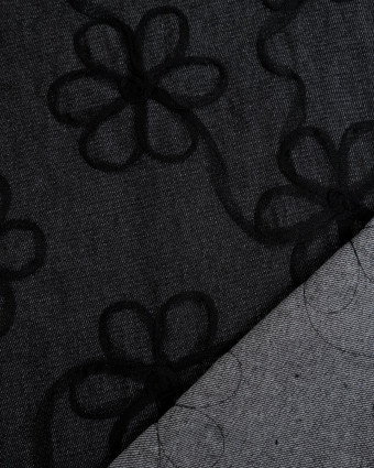 Jean Broderie Tulle Flora Noir - Mercerine