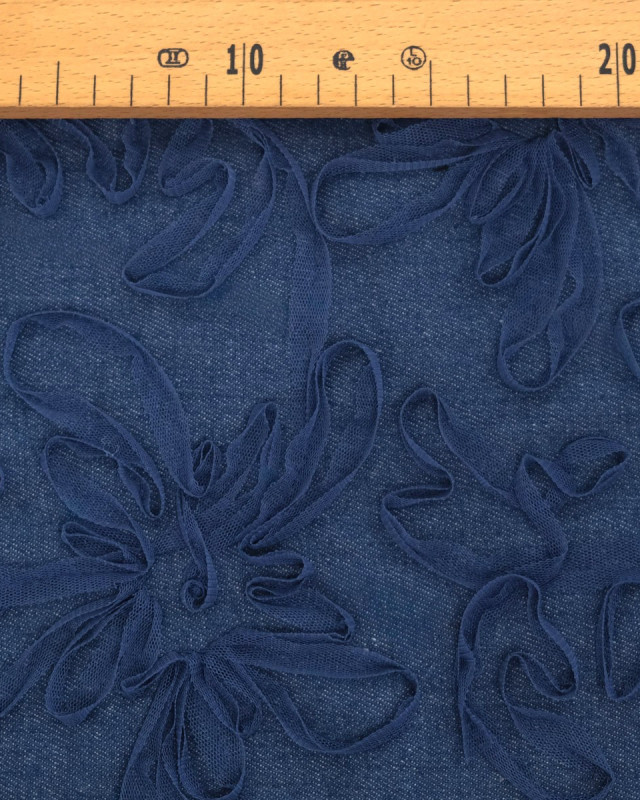 Jean Broderie Tulle Suzon Bleu Moyen - Mercerine
