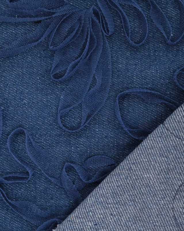Jean Broderie Tulle Suzon Bleu Moyen - Mercerine