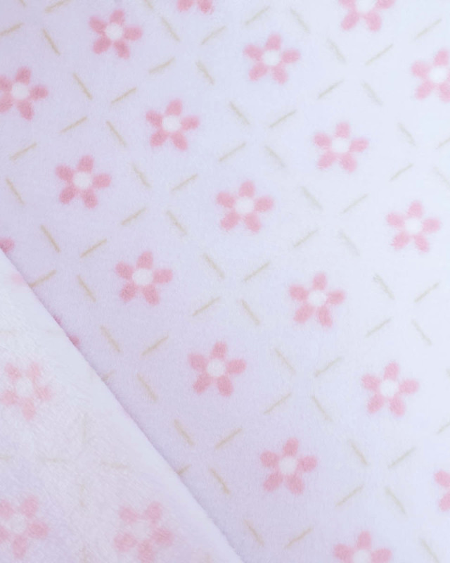 Tissu Polaire Motif Fleuri Rose - Mercerine
