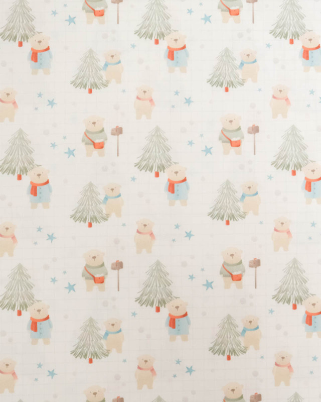 Popeline de Coton Imprimé Ours Hiver - Mercerine