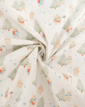 Popeline de Coton Imprimé Ours Hiver - Mercerine