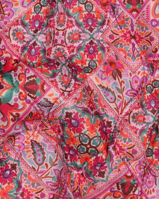 Tissu Matelassé Double Face Motif Floral Indien Rose - Mercerine