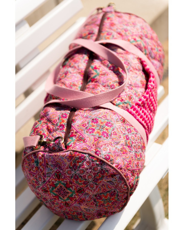 Tissu Matelassé Double Face Motif Floral Indien Rose - Mercerine