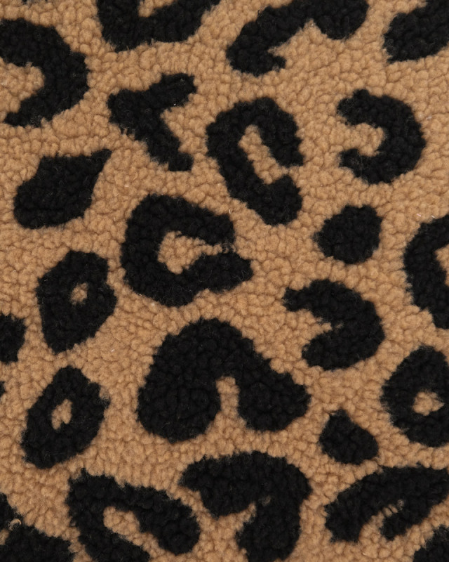 Tissu Sherpa Maxi Léopard Noir et Caramel - Mercerine