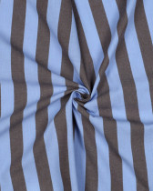 Tissu Coton Lavé à Rayures Bleu et Café