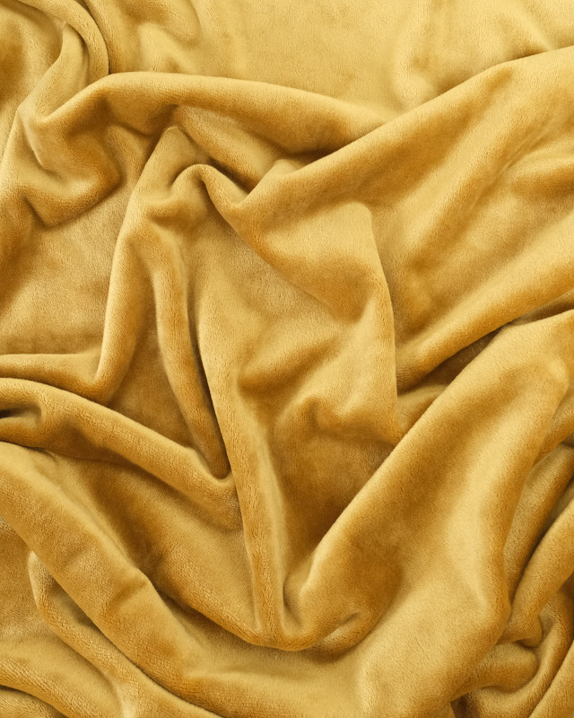 Tissu Sweat Velours Jaune Or - Mercerine