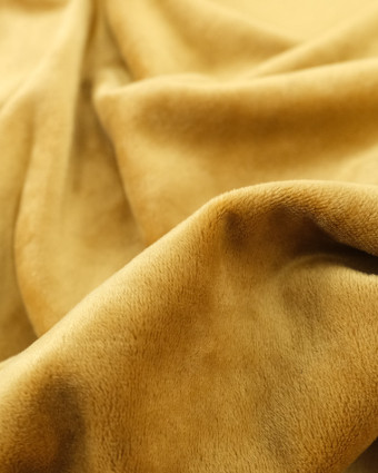 Tissu Sweat Velours Jaune Or - Mercerine