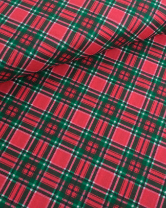 Tissu Noël Coton Ecossais Rouge - Mercerine