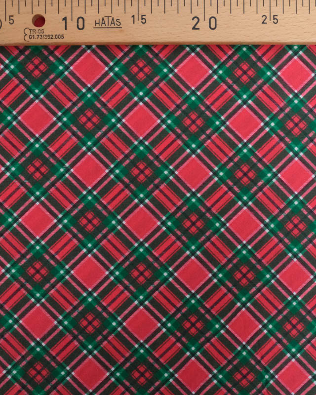 Tissu Noël Coton Ecossais Rouge - Mercerine