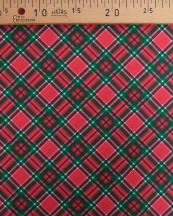 Tissu Noël Coton Ecossais Rouge - Mercerine