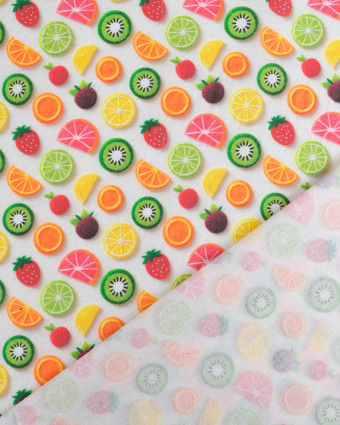 Coton Enduit Motif 3D Fruit Fond Blanc - Mercerine