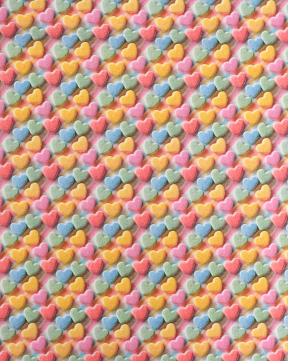 Coton Imprimé Coeur Bleu Jaune Rose - Mercerine