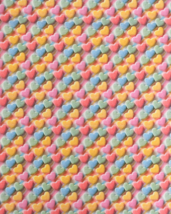 Coton Imprimé Coeur Bleu Jaune Rose - Mercerine