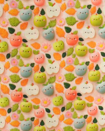 Coton Imprimé Petites Pommes 3D -  Mercerine