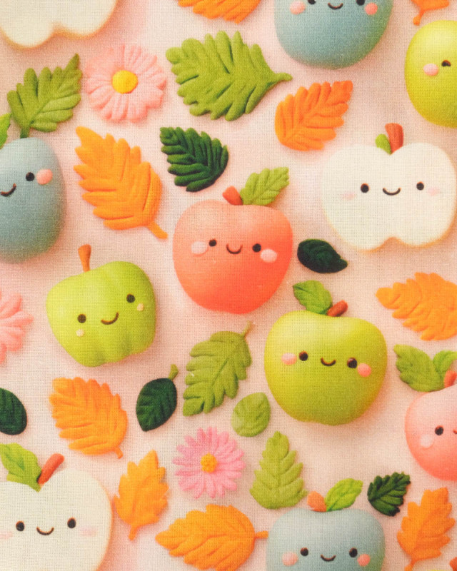 Coton Imprimé Petites Pommes 3D -  Mercerine