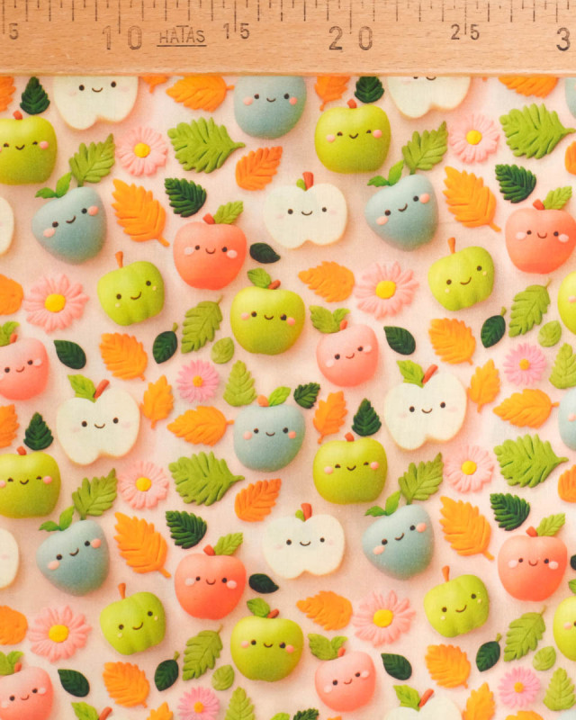Coton Imprimé Petites Pommes 3D -  Mercerine