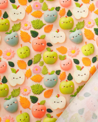 Coton Imprimé Petites Pommes 3D -  Mercerine