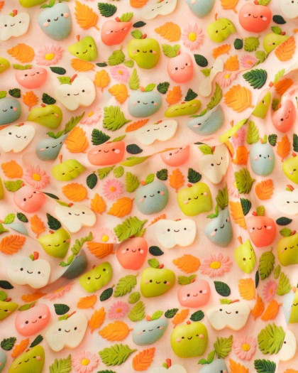 Coton Imprimé Petites Pommes 3D - Mercerine